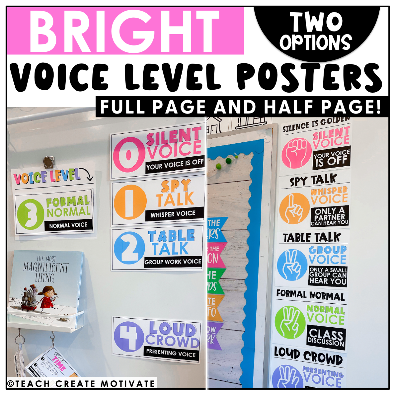 Voice Level Chart Posters Bright Classroom Decor Teach Create Motivate