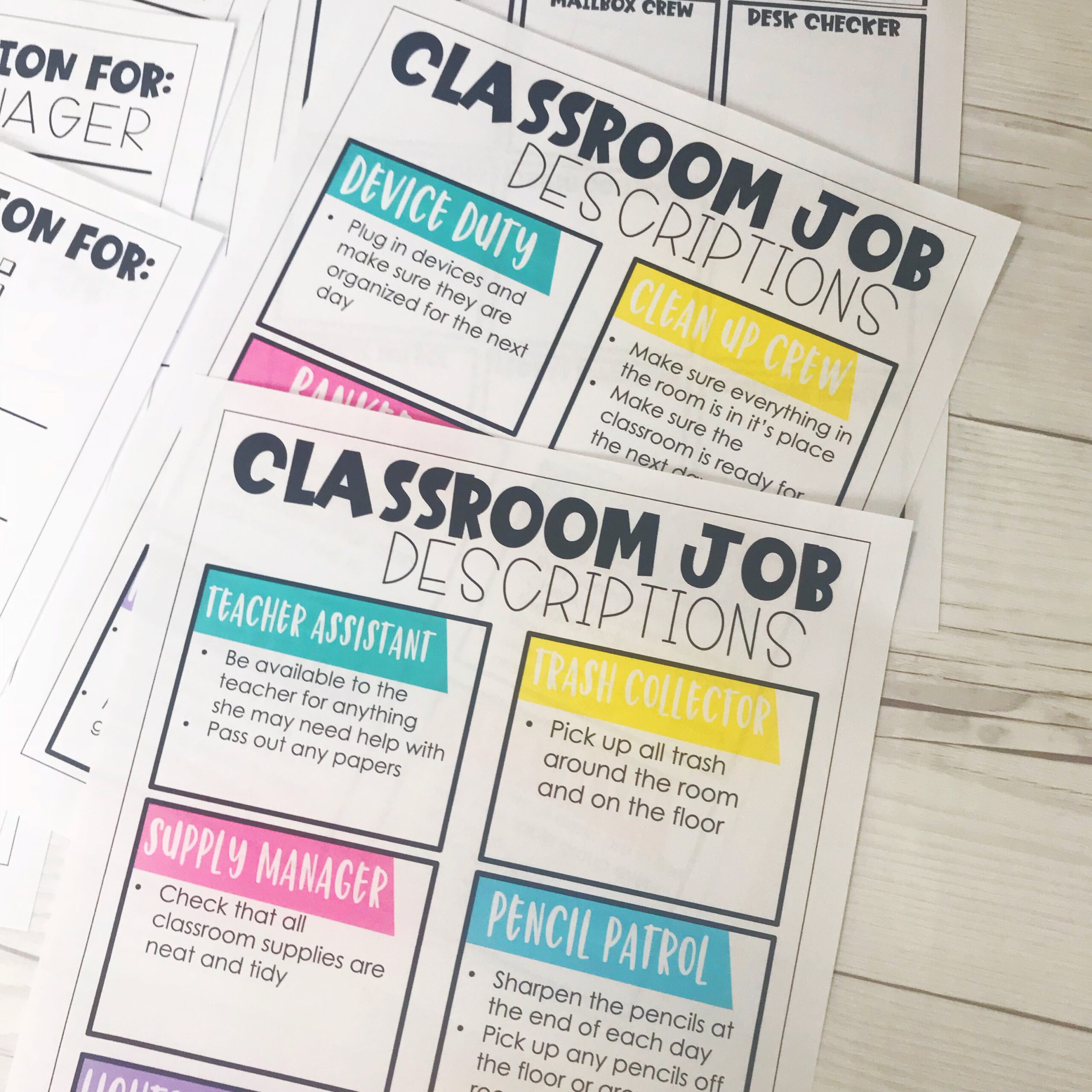 classroom jobs sign