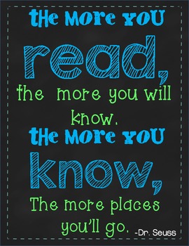 Library Sign-Dr.Seuss Quote (Subway Art Style) - Teach Create Motivate