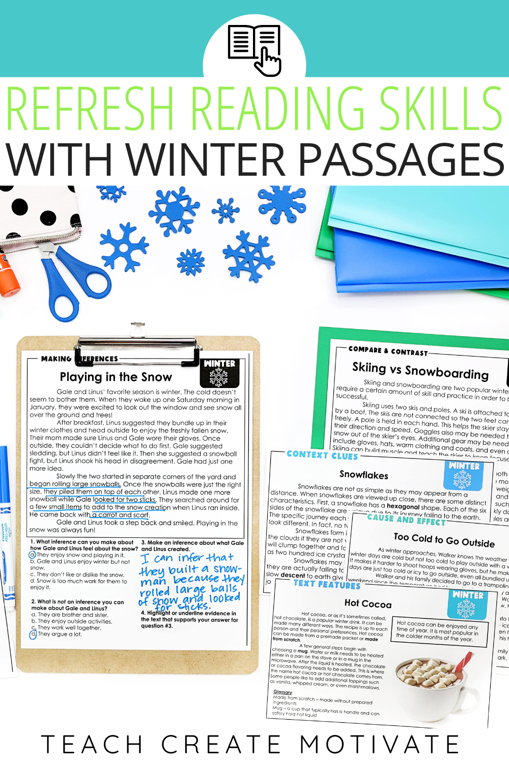Practice essential reading skills with reading comprehension passages! These themed passages are a no-prep way to spiral review reading skills the entire school year. Easily use them in stations and small groups. The comprehension passages with questions can be assigned digitally or printed out for a quick check-in with your students. (elementary, test review, reading center, exit ticket, winter, seasonal review)