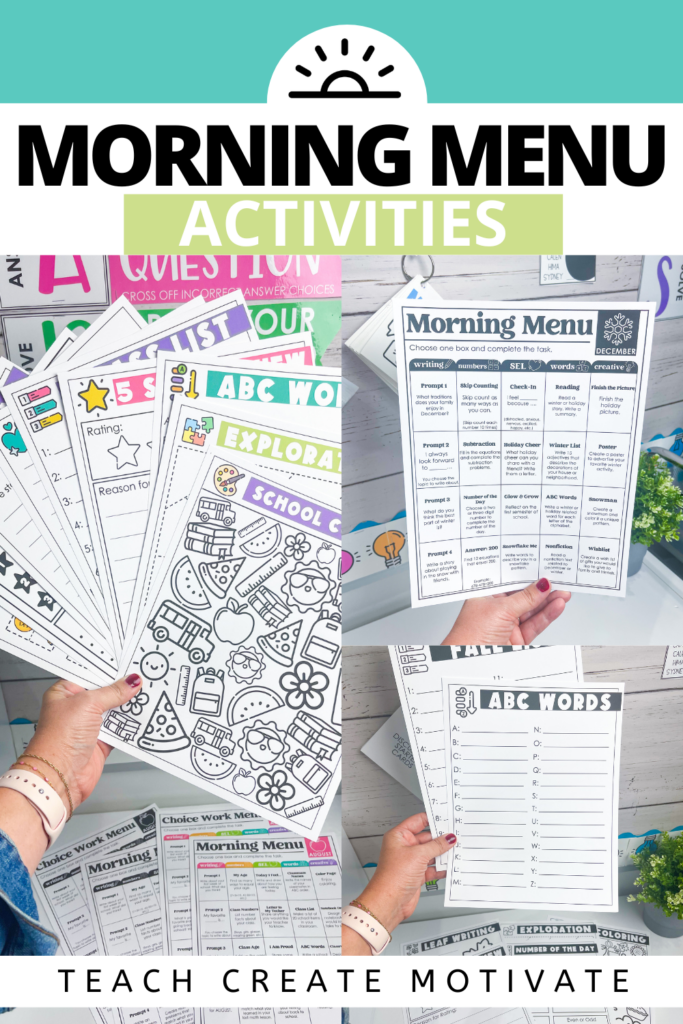 Morning Menus are a menu of activities that students can choose from as they start their day. These activities are designed to be engaging, educational, and calming, setting a positive tone for the rest of the day.