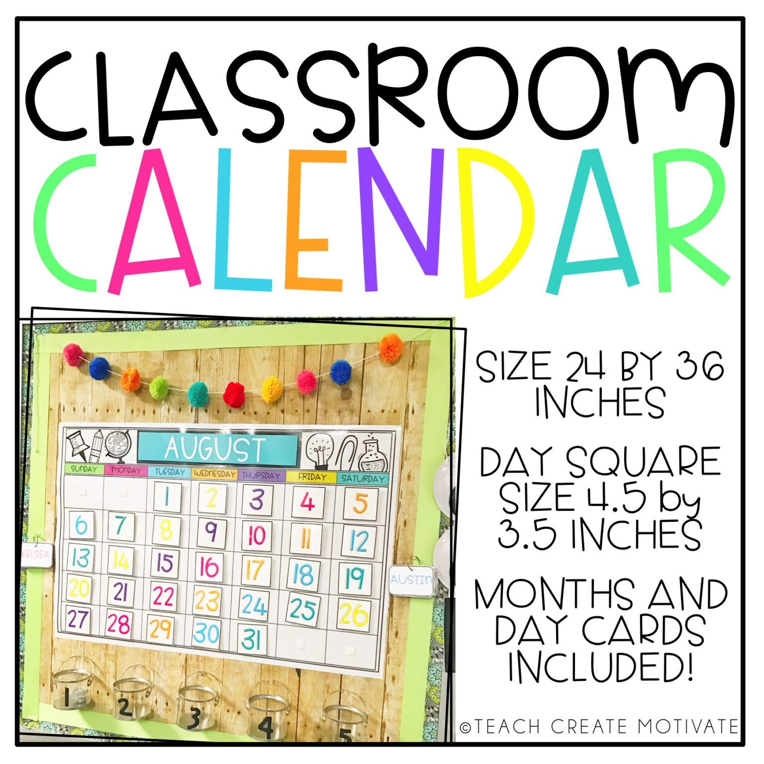 Bright Classroom Calendar Set Teach Create Motivate 7019