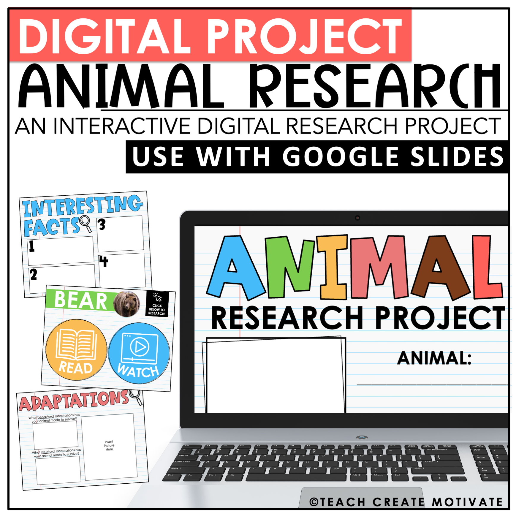 Digital Animal Research Project Google Slides™ Teach Create Motivate