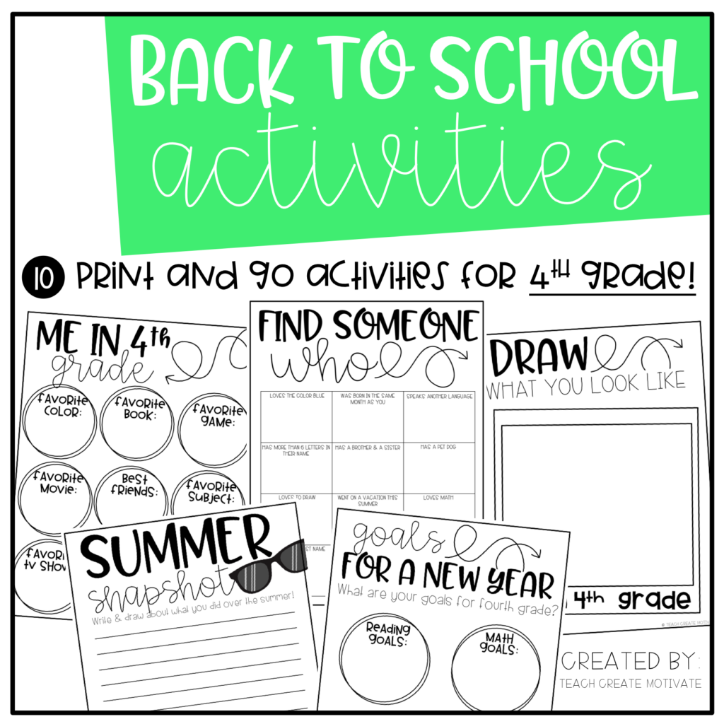 Back to School Pack | 4th Grade - Teach Create Motivate