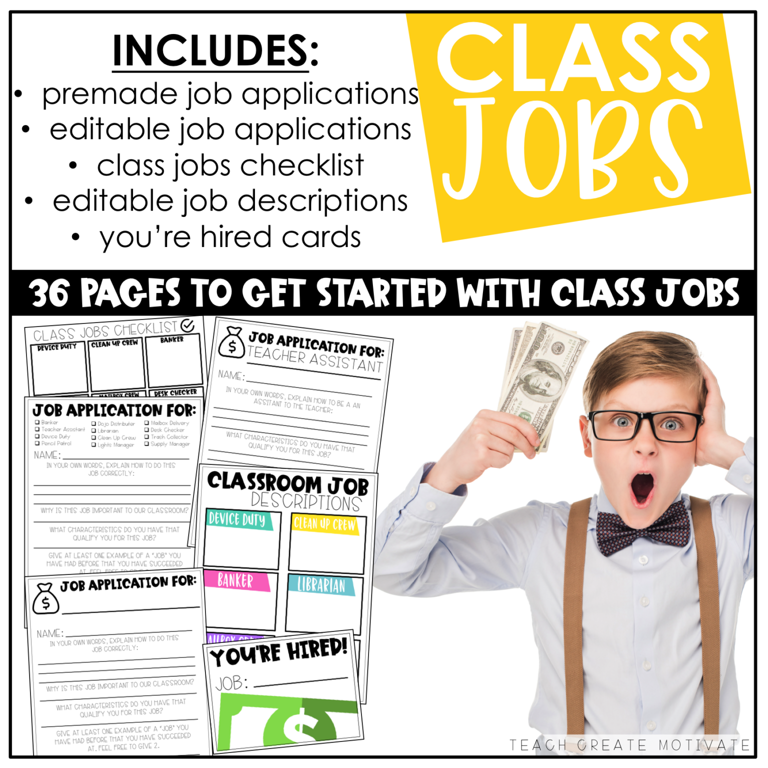 Classroom Jobs | Editable - Teach Create Motivate