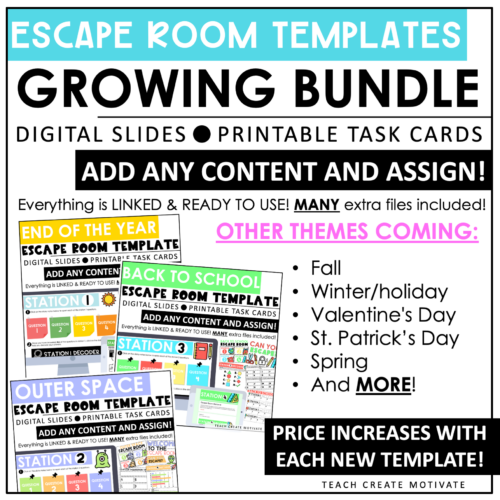 Escape Room Templates Growing Bundle Digital Printable Teach Create Motivate