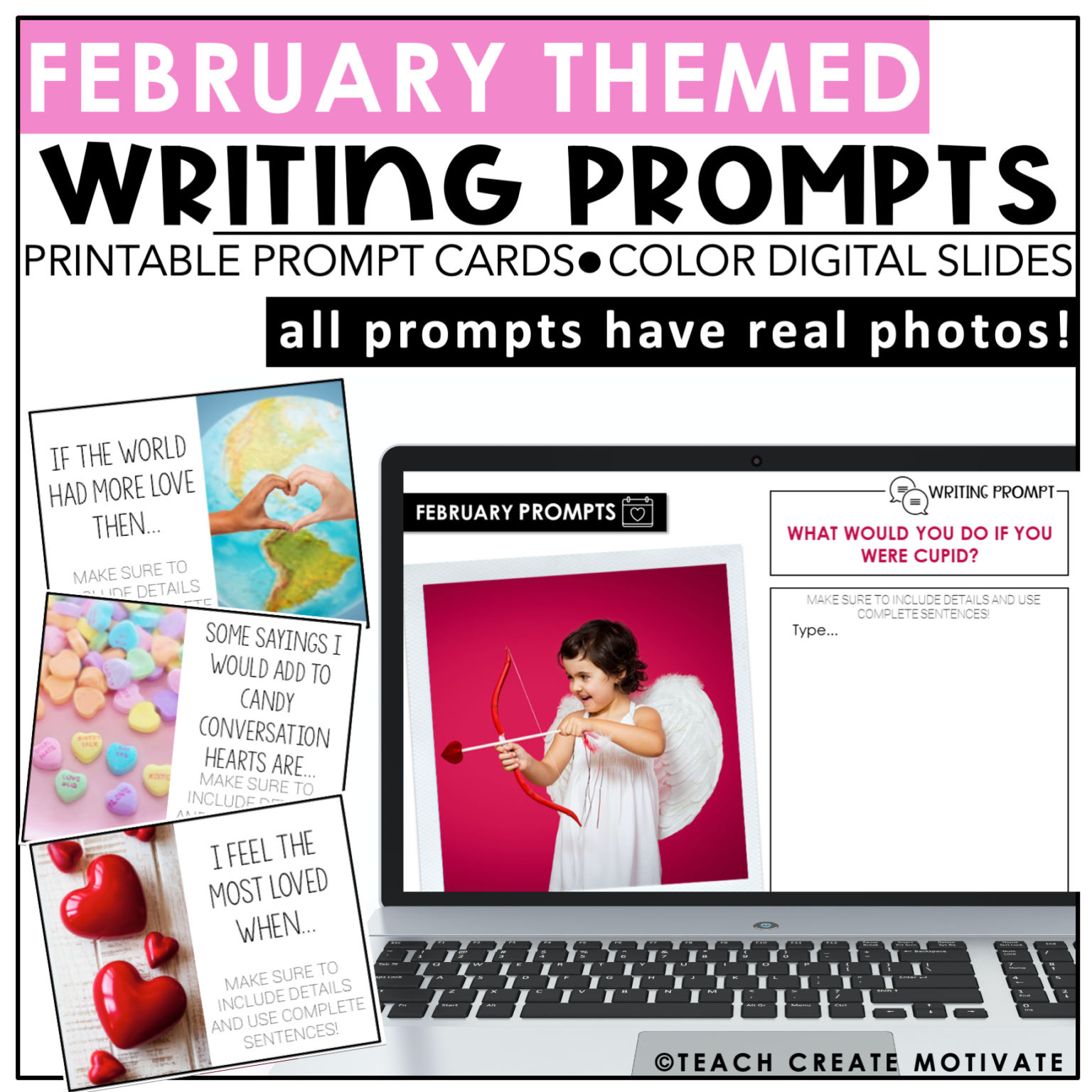 February Writing Prompts Digital Real Photos Teach Create Motivate