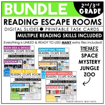 2nd & 3rd Grade Reading Escape Rooms | Bundle | Digital & Printable ...