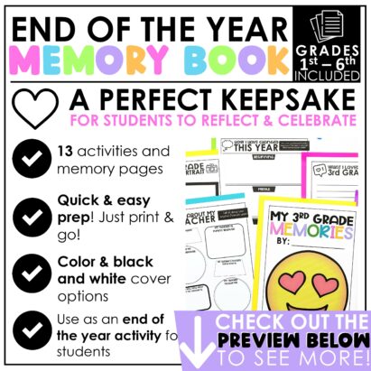 End of the Year Memory Book - Teach Create Motivate