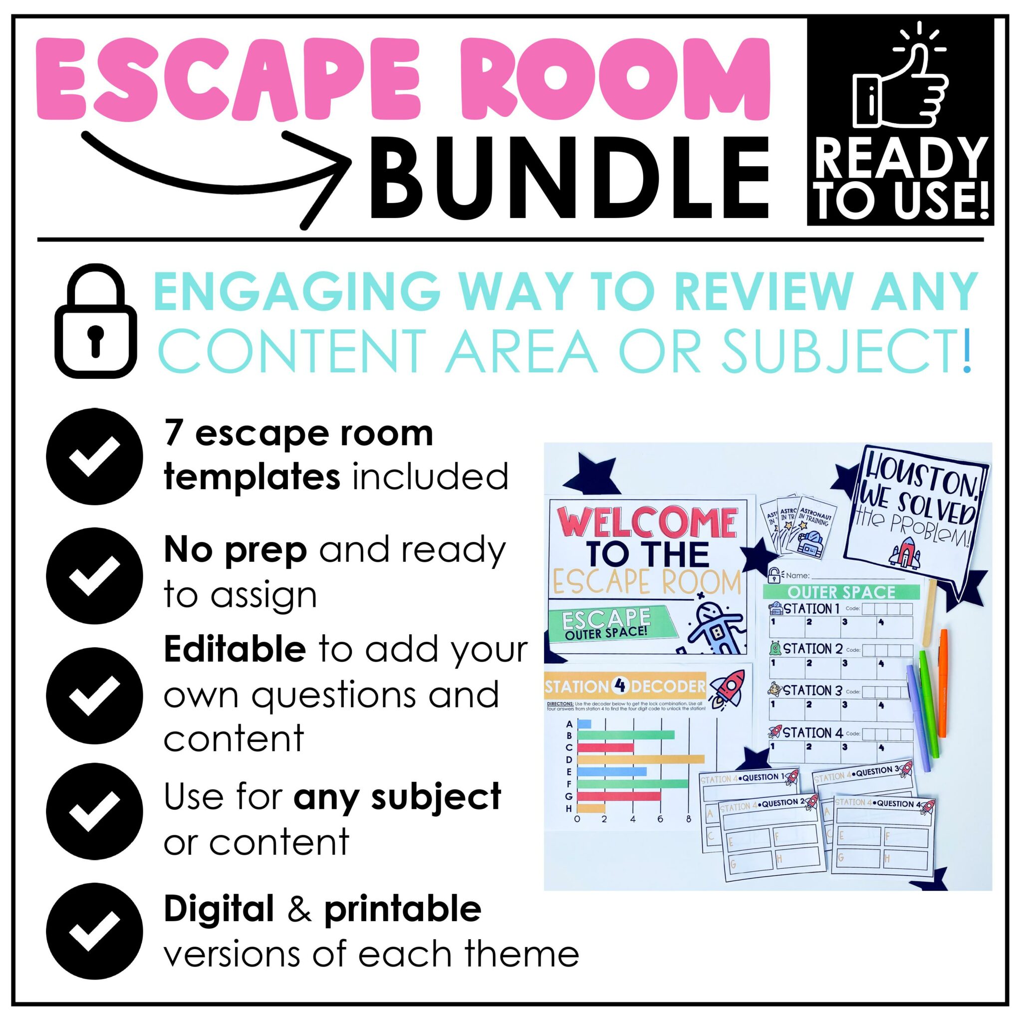 Escape Room Templates Bundle Digital & Printable Teach Create Motivate