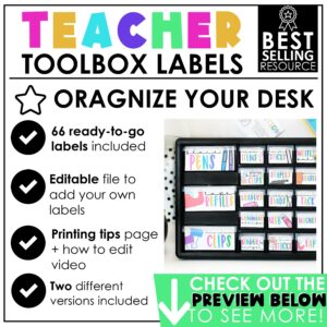 Teacher Toolbox Labels | Editable | Bright - Teach Create Motivate