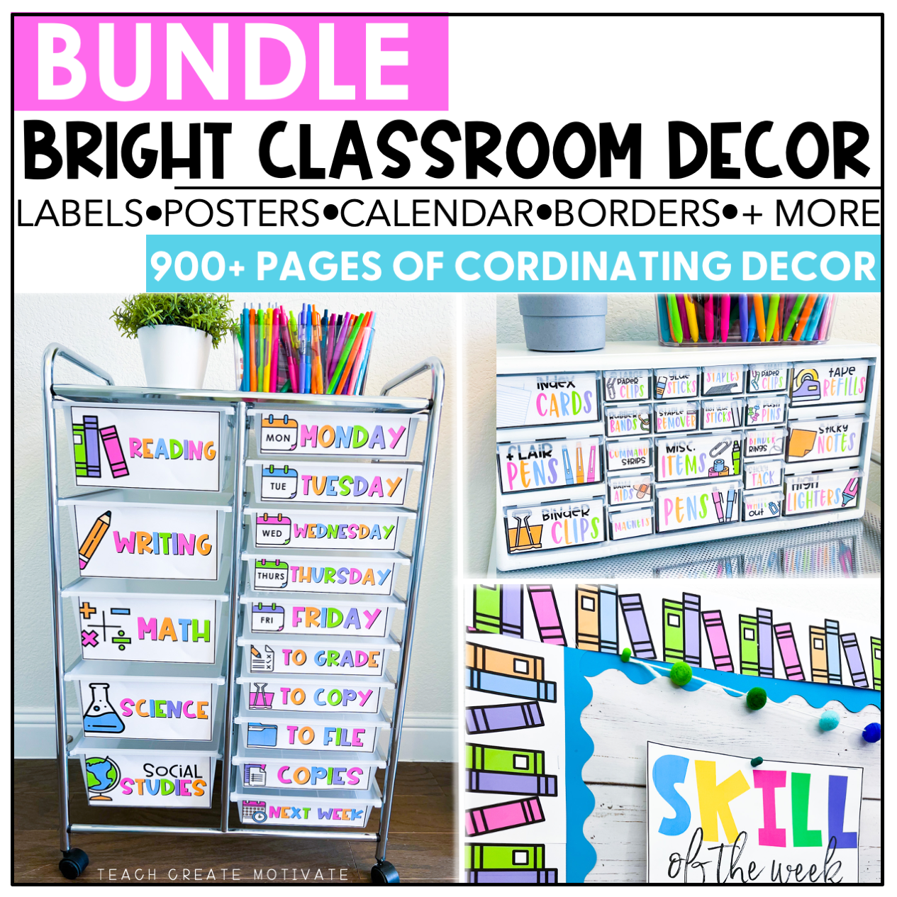 Bright Classroom Decor Bundle - Editable - Back to School - Teach ...