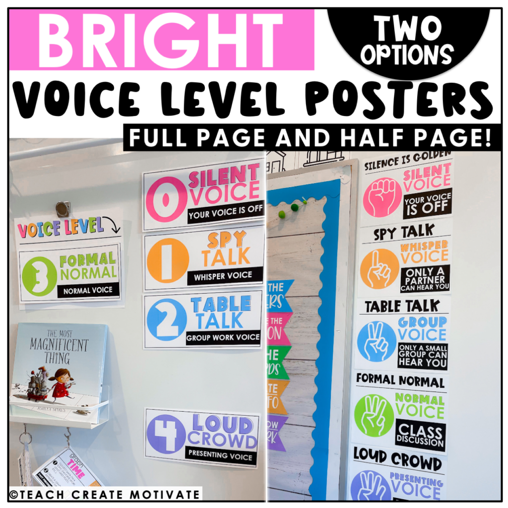 Voice Level Chart Posters - Bright Classroom Decor - Teach Create Motivate